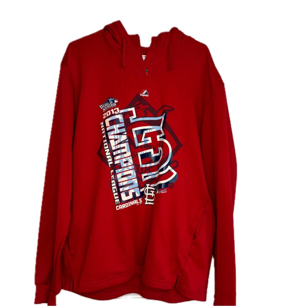 St. Louis Cardinals Men's L Majestic MLB Authentic Hoodie 1/4 Zip World Series